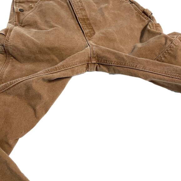 Carhartt Overalls Men’s 30x30 Duck Canvas Bib Double Knee Flannel Lined R42 BRN - Picture 12 of 16